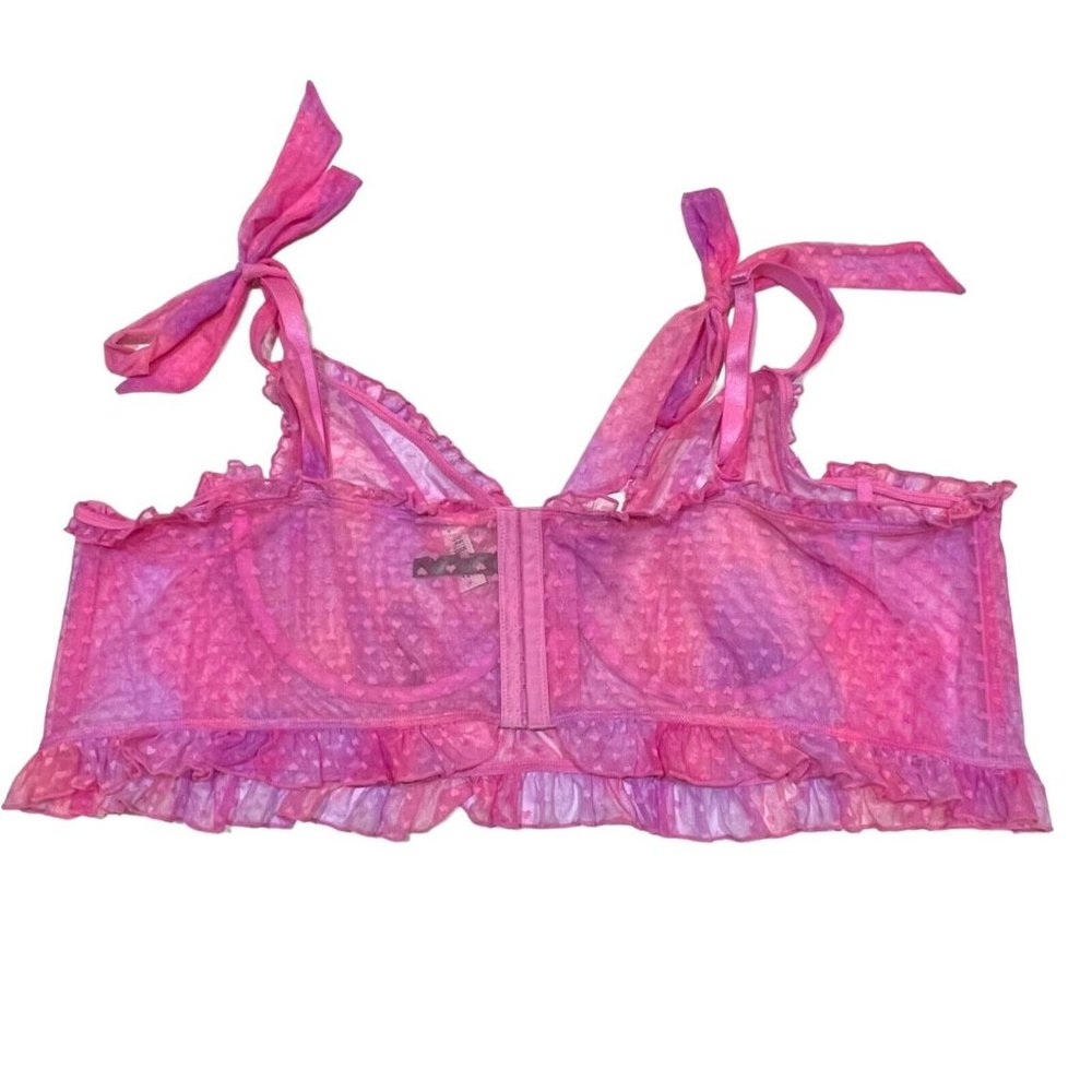 NWT TORRID Unlined Longline Bra Sz 6X Pink Purple Hearts - Picture 2 of 4